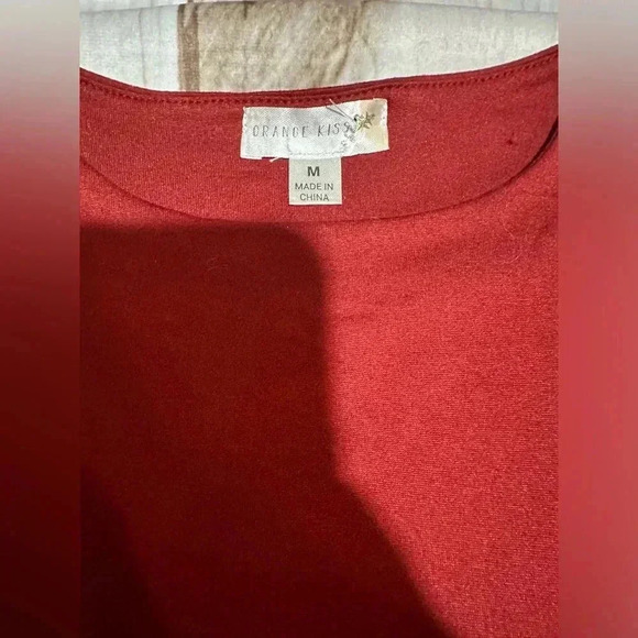 Orange Kiss Women’s Bodysuit Short Sleeve Size Medium Deep Red - Picture 4 of 7